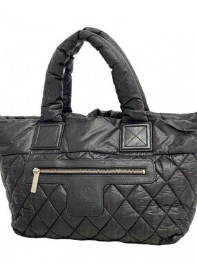 Chanel Tote Coco Cocoon Nylon Black Silver